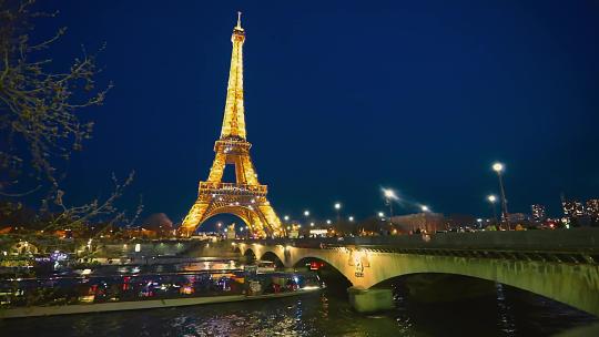 法国 巴黎 埃菲尔铁塔 塞纳河视频素材模板下载