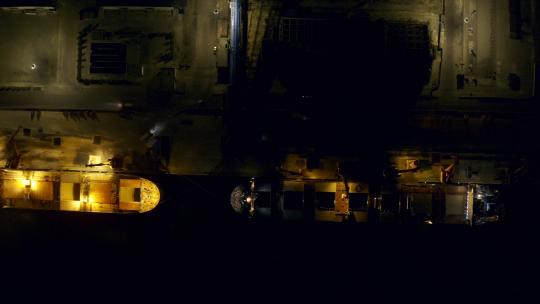 航拍夜景海港码头集装箱船宣传片防城港广西
