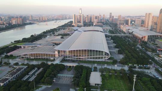 高清航拍亚洲最大会展中心广州会展馆