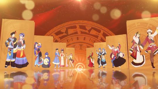 歌颂民族团结AE高清AE视频素材下载