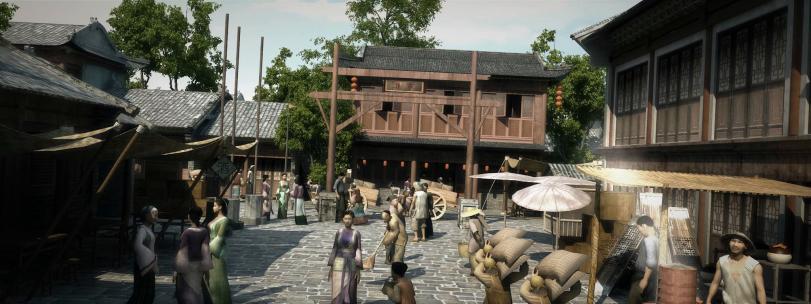 三维古建筑古城古代商业贸易历史文化动画视频素材模板下载