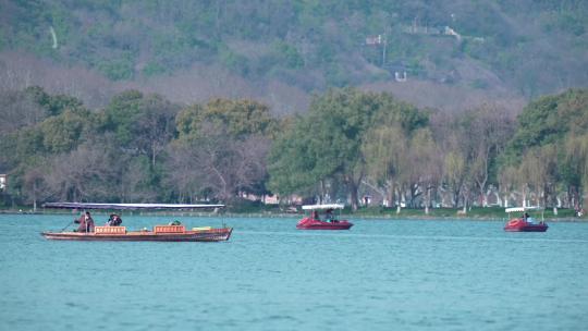 4K航拍春天的杭州西湖 俯瞰大半个杭州主城