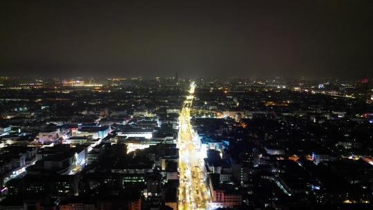 航拍江苏苏州观前街步行街夜景