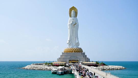 海南三亚南山旅游区南海观音五一游客延时