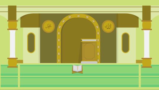 清真寺寺庙室内MG扁平卡通动画背景场景