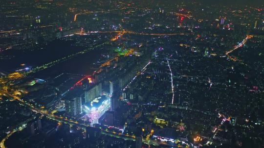 广州城市天际线夜景航拍