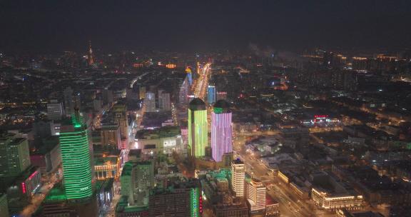 哈尔滨城市航拍夜景4K