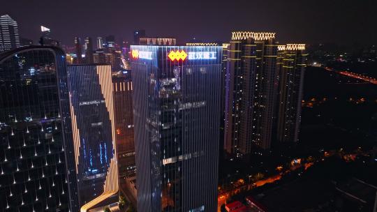 武汉建工大厦夜景航拍