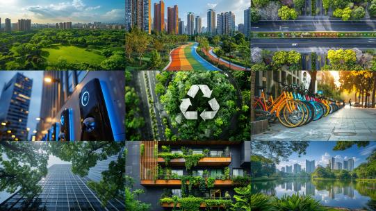 绿色生态城市 碳中和 美丽城市 低碳城市高清在线视频素材下载