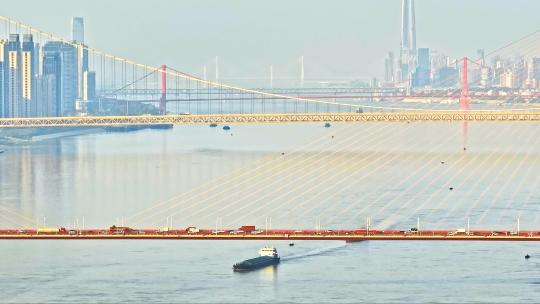 武汉长江多桥同框航拍视频素材模板下载