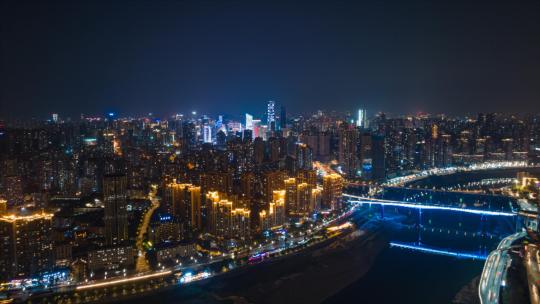 重庆北滨路夜景航拍