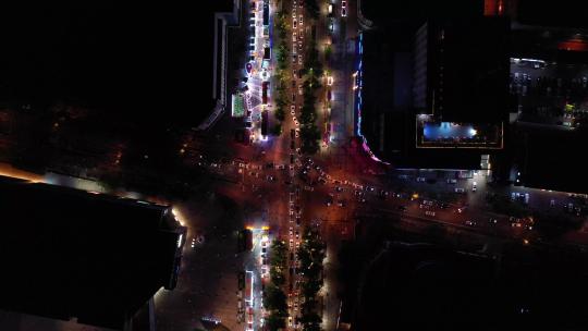 济南绿地夜景航拍，交通，绿地中心视频素材模板下载