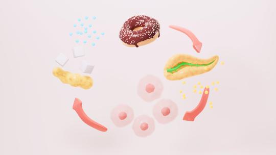 人类饮食与胰岛素分泌胰岛素抵抗概念图动画