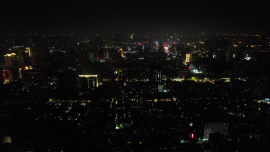 河南郑州城市大景夜景航拍