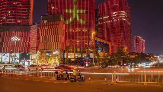 湖南长沙湘江路华远华中心夜景延时