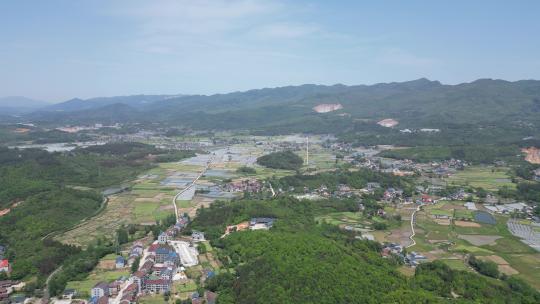 美丽乡村田园山川丘陵农田农业种植航拍