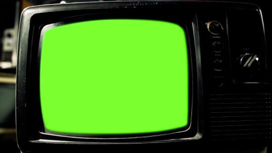 复古电视绿屏视频素材模板下载