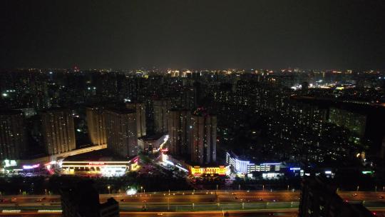 河南郑州城市夜景万家灯火航拍