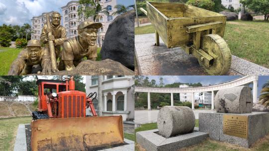 路魂公路人物雕塑及历史养护器具高清在线视频素材下载