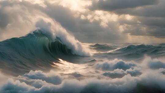 大海巨浪波涛汹涌 扬帆起航 励志奋斗拼搏