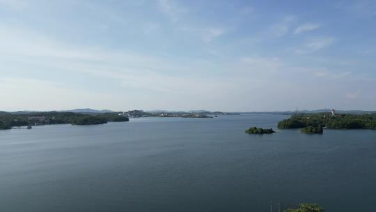 航拍湖北武汉黄陂区木兰湖景区