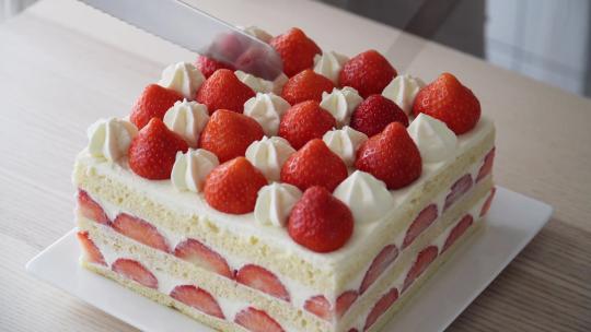 草莓蛋糕 草莓 烘焙 奶油蛋糕 蛋糕制作视频素材模板下载