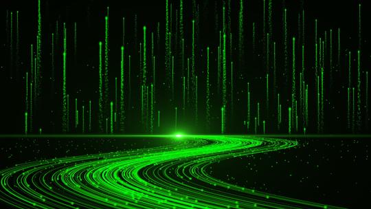 绿色粒子光线河流背景AE模板