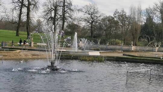 公园里喷水的喷泉