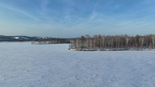 内蒙古呼伦贝尔根河市雪原森林自然风光航拍视频素材模板下载