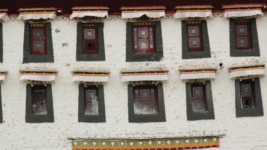 西藏布达拉宫鸽子飞起推拉镜头慢动作视频素材模板下载