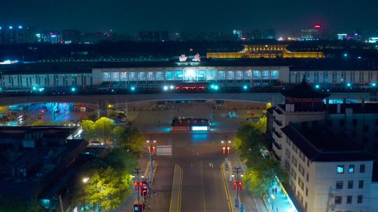 合集_西安火车站夜景4K航拍