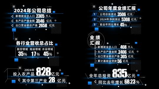 蓝色科技数据字幕条文字汇报AE模板高清AE视频素材下载