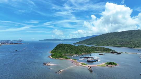 航拍广东惠州大亚湾海岛自然风景