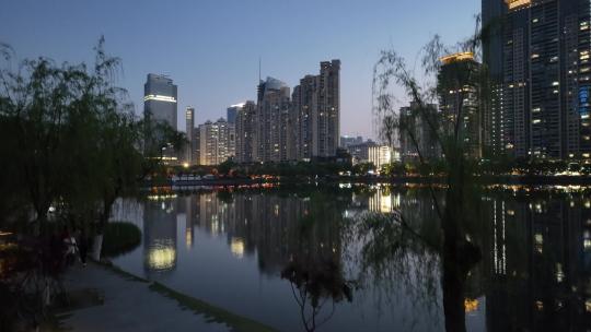 武汉江汉区夜景航拍视频素材模板下载