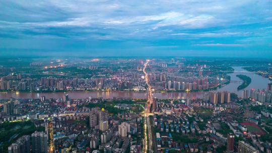 湖南省衡阳市衡州大道湘江大桥夜景航拍延时