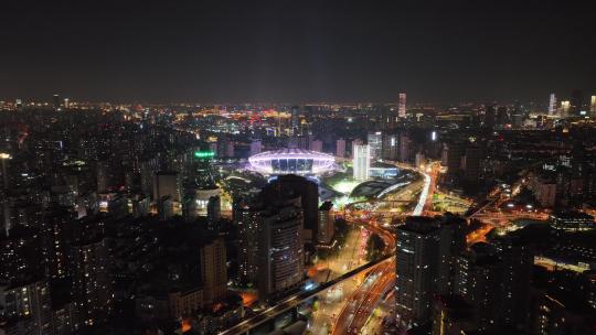 徐家汇商圈夜景航拍空镜