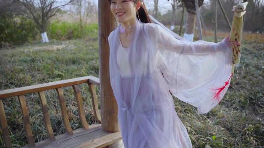 古装舞蹈汉服妹妹美女姐姐湿地公园剧情短片视频素材模板下载