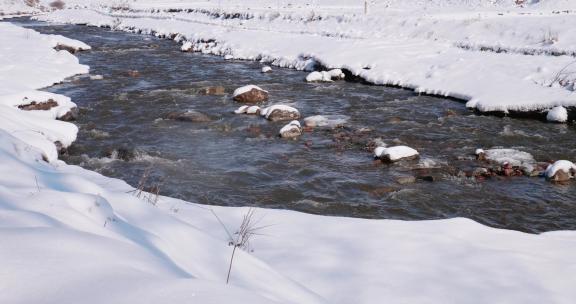 冰雪开始融化的河流