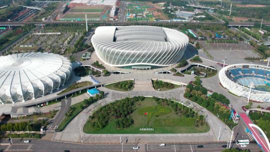 武汉江夏光谷国际网球中心健身体育场馆航拍