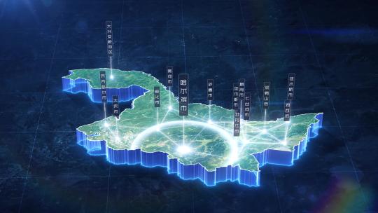 12 科技蓝暗调三维卫星地图 - 黑龙江省