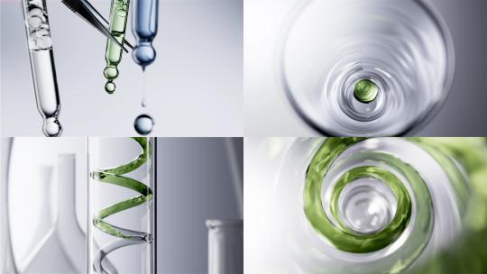 植物精粹医疗试管萃取实验室仪器精华水滴高清在线视频素材下载