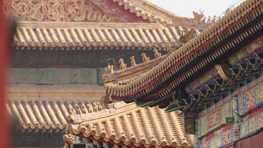 北京故宫博物院屋顶屋脊兽视频素材