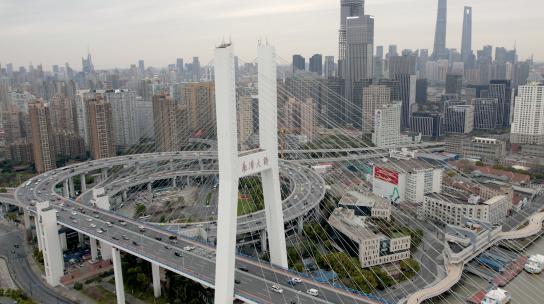 上海·南浦大桥航拍·延时摄影视频素材模板下载