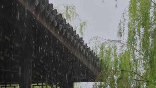 雨季雨天雨景古建筑屋檐雨滴意境视频素材模板下载