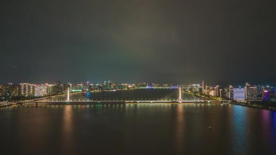 浙江杭州城市夜景移动延时航拍视频素材模板下载