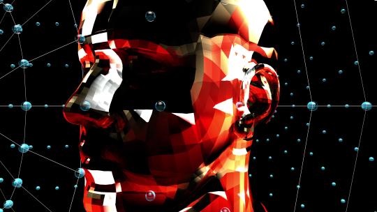 4K赛博朋克科幻人头 机械人头 3D动画循环视频素材模板下载