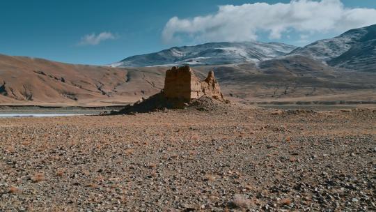 西藏旅游风光古代吐蕃烽火台遗址视频素材模板下载