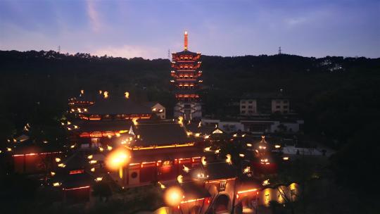 浙江省温州市景山公园护国寺夜景视频素材模板下载