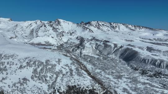 航拍吉林长白山天池景区雪山自然风光