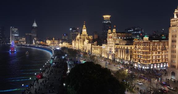 上海外滩夜景航拍